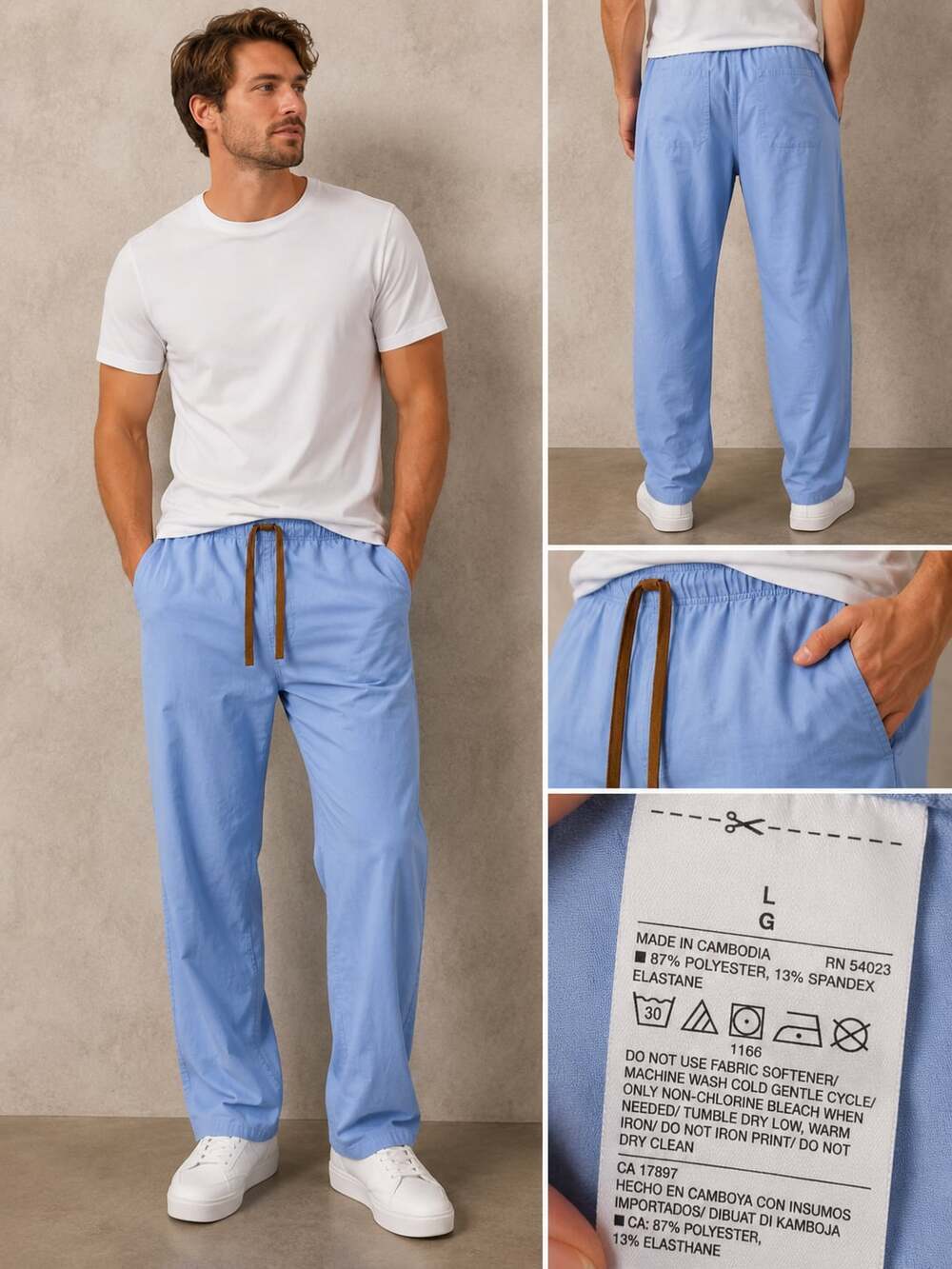 Medline PerforMAX Unisex Reversible Drawstring Scrub Pants, Size L, Ceil Blue